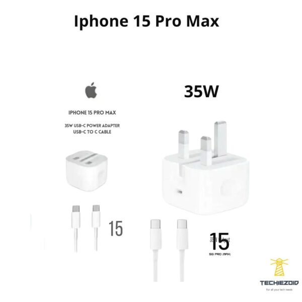 iPhone 15 Pro Max 3 UK Pin 35W USB-C Power Adapter Price in Pakistan